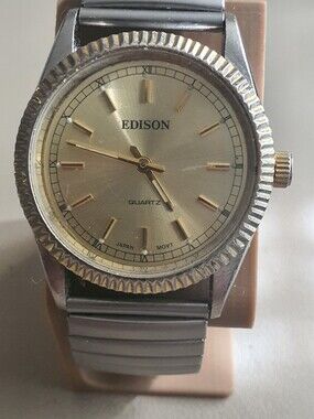 10/$20 Edison Quartz Goldtone/Silver Stainless Steel Men's Watch